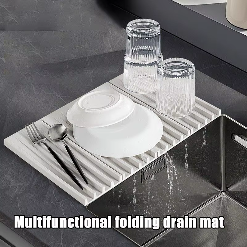 Tapis de drainage carré en silicone pour comptoirs de cuisine