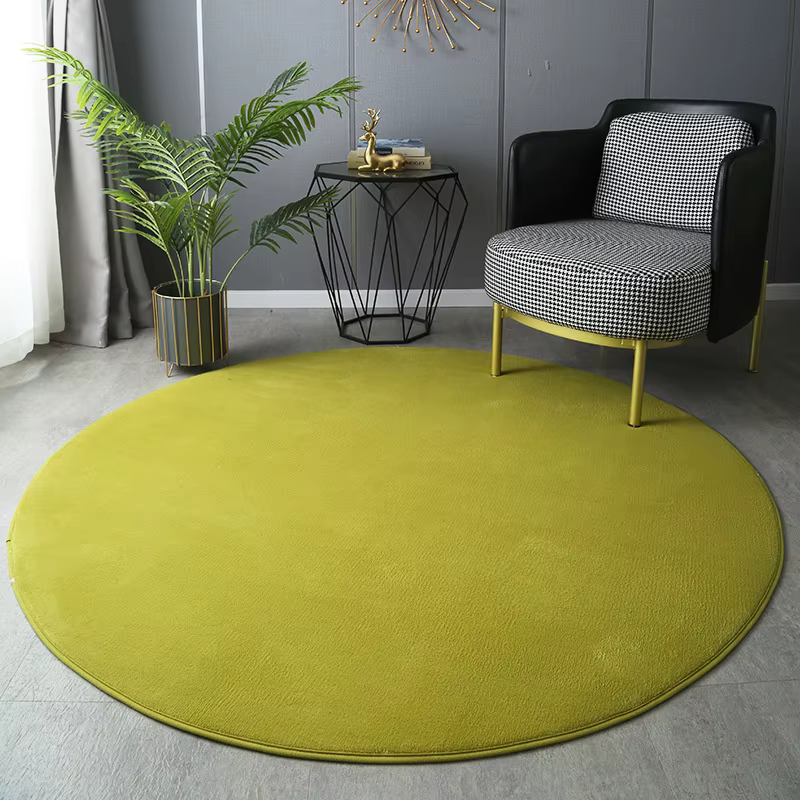 Tapis rond en velours de corail gris