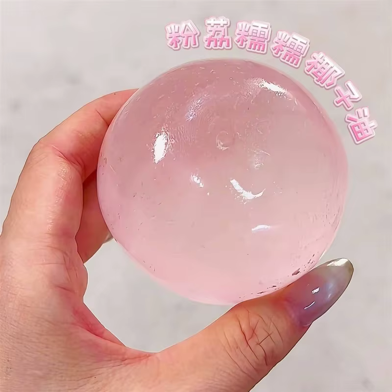 Balle anti-stress DIY mignonne et transparente de 6 cm en sucre de malt, faite à la main à l'huile de coco, à rebond lent, cadeau