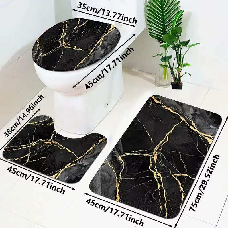 Ensemble de tapis de bain en marbre doré VIKAMA