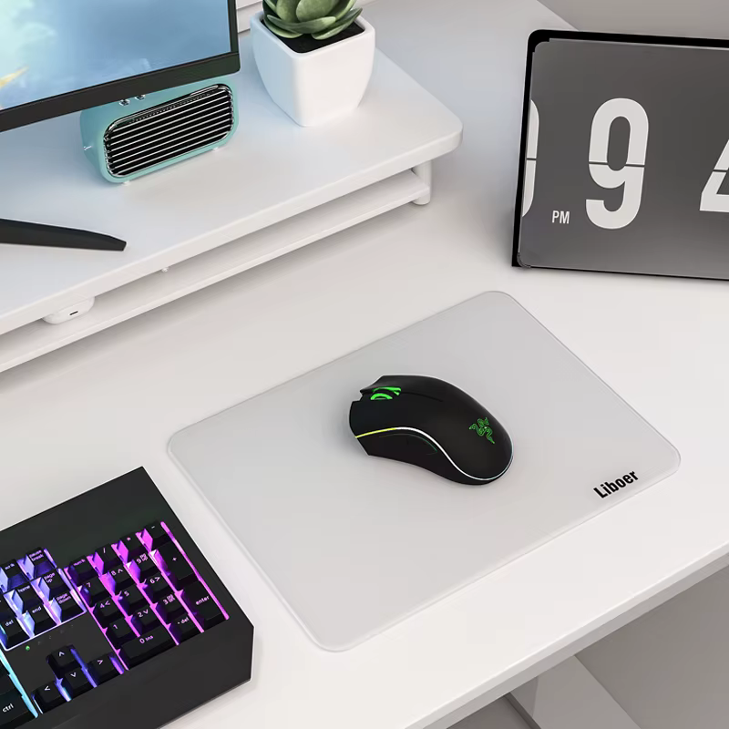 Grand tapis de souris en verre imperméable, antidérapant, pour le jeu et le bureau, accessoires de clavier