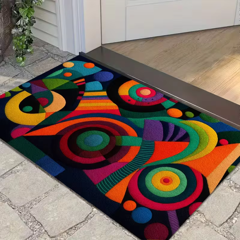 Tapis de style géométrique psychédélique abstrait