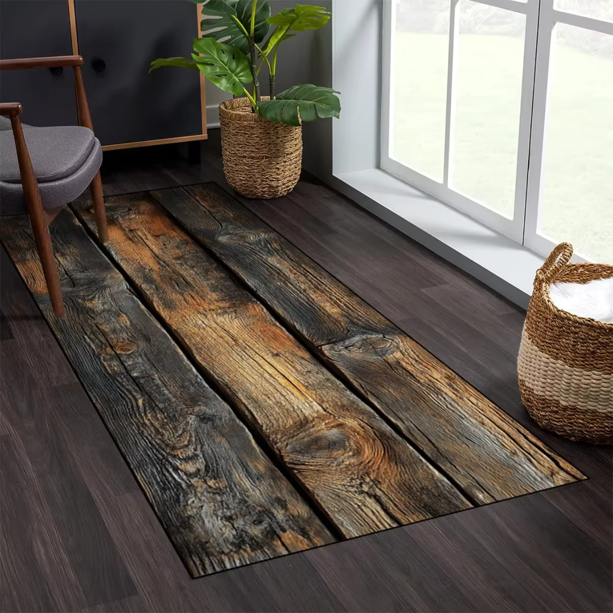 VIKAMA – tapis en Grain de bois vieilli de Style Vintage