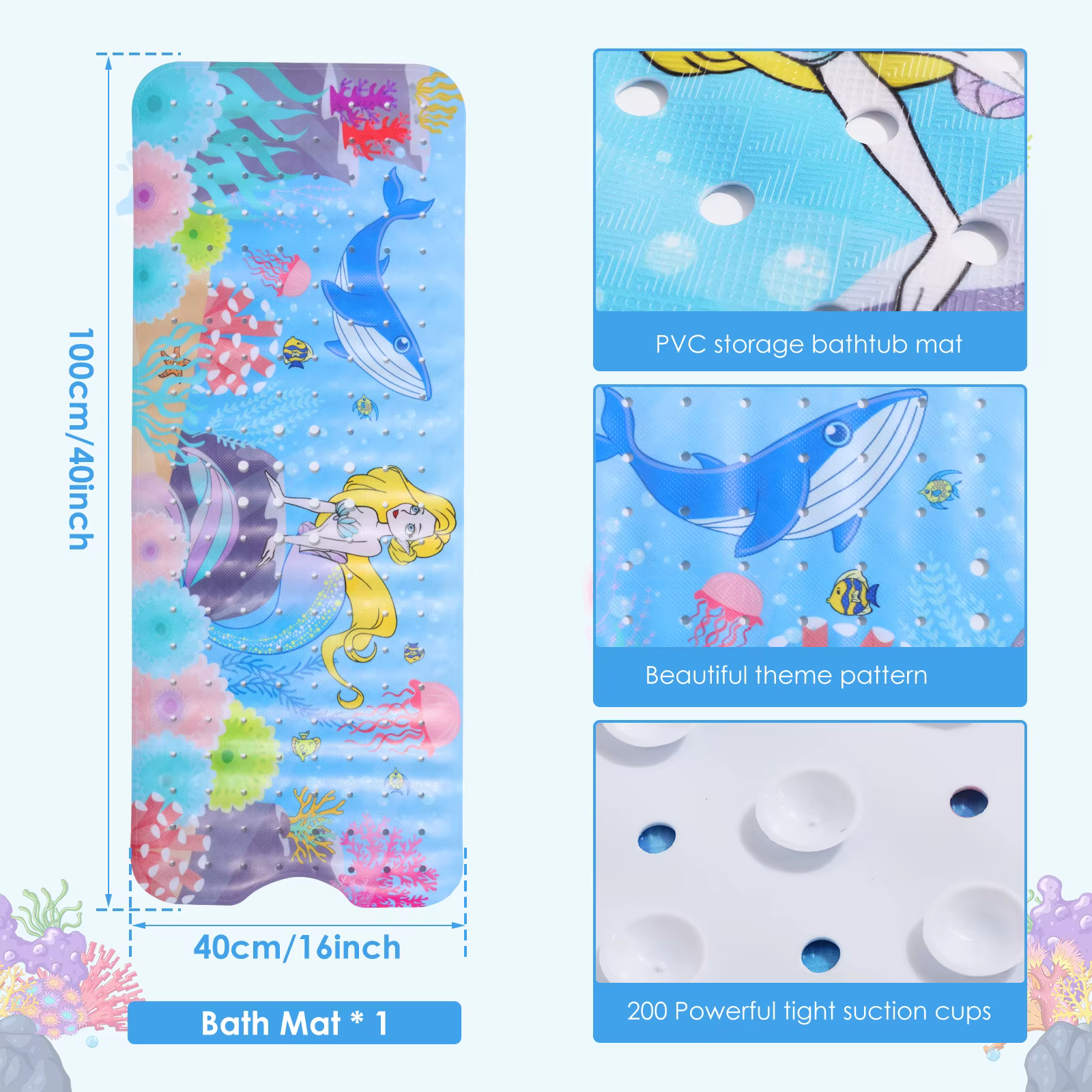 Grand tapis de bain de dessin animé pour bébés et enfants