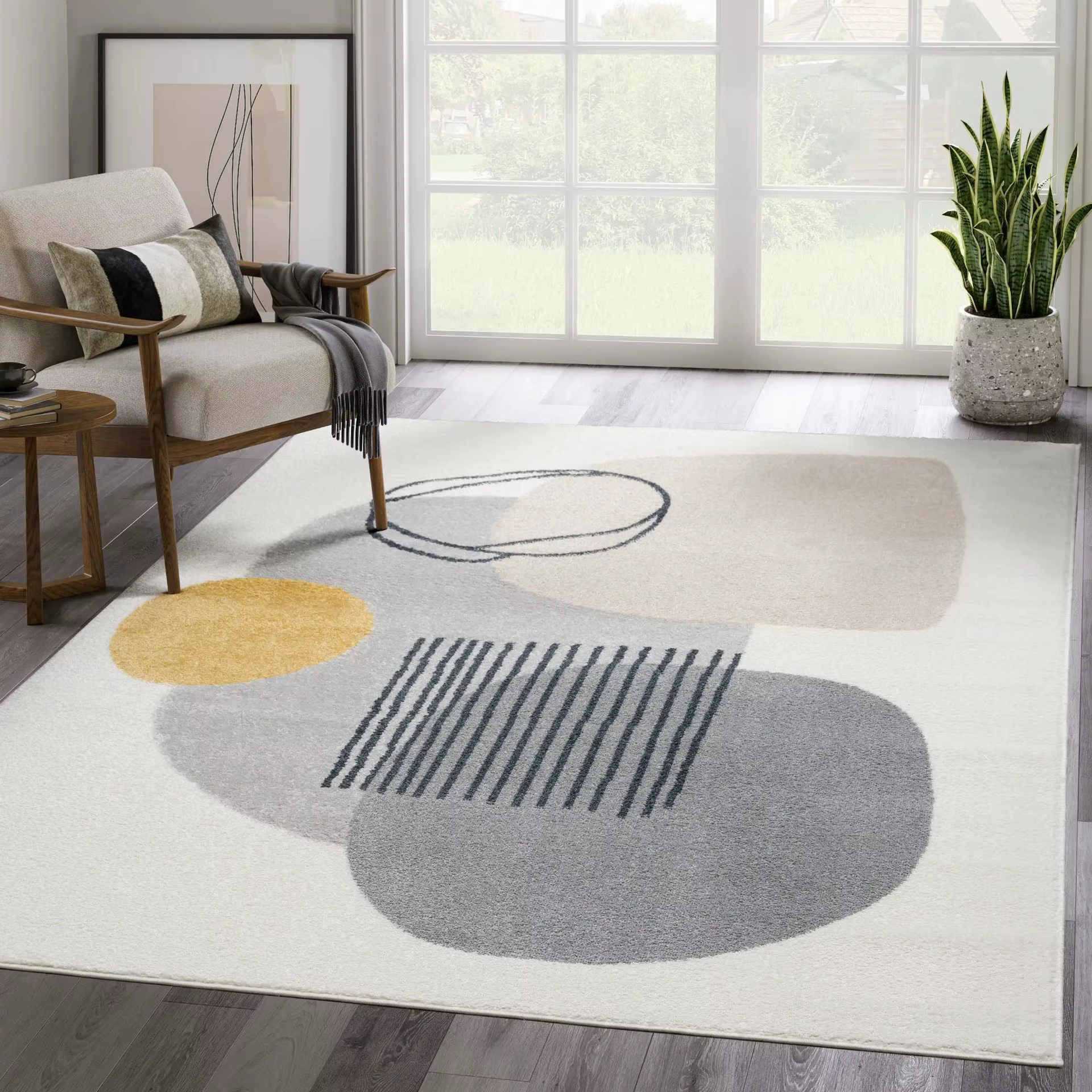 Grand tapis géométrique en fausse laine de Style nordique