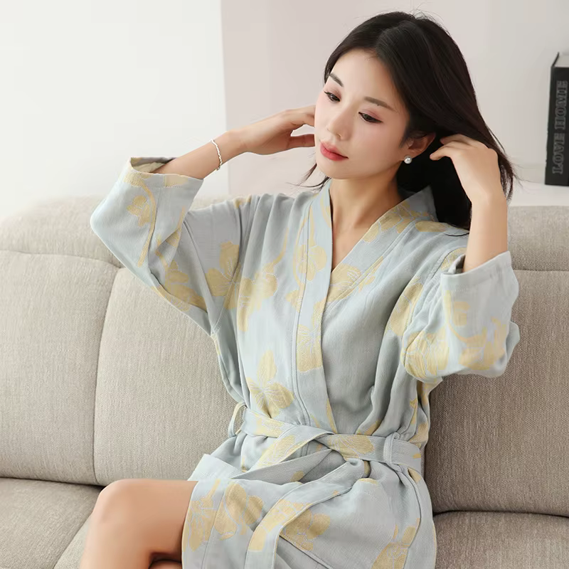Peignoir en Coton Tissé pour Femme, Grande Taille, Absorbant l'Eau, vaccage Rapide, pour le Printemps et l'Été