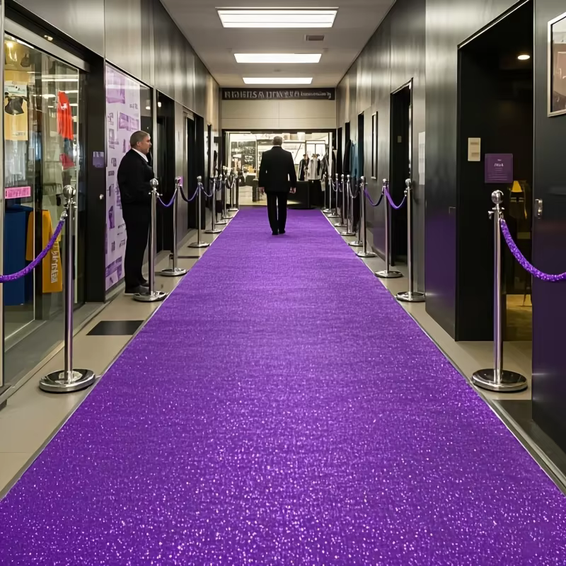 Tapis pailleté violet, idéal pour les mariages en extérieur ou en intérieur