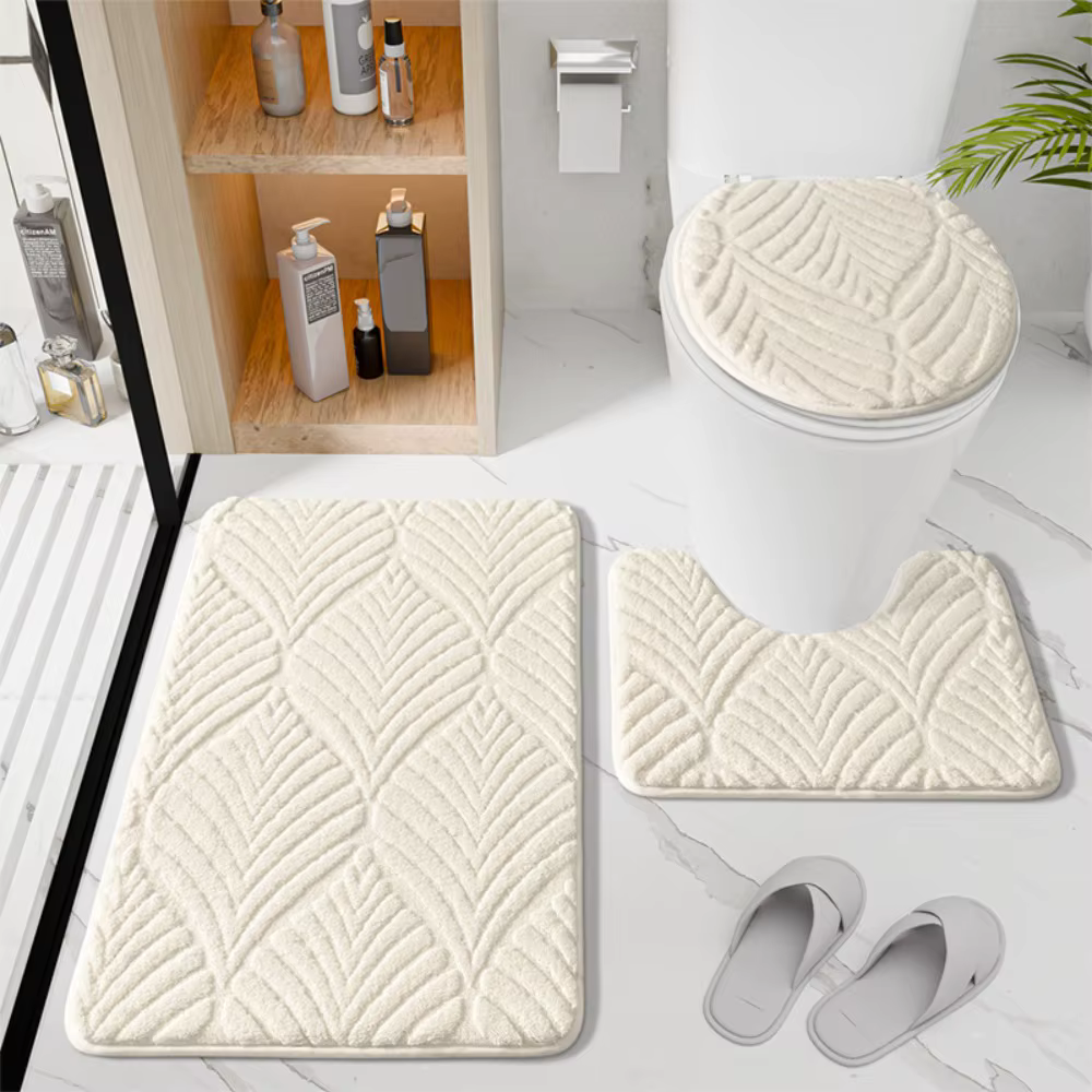 Tapis de salle de bain en jacquard absorbant confortable