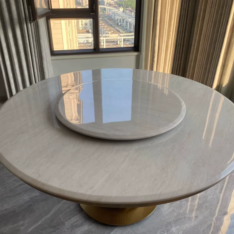 Nouvelle table à manger en marbre de luxe léger, table à manger ronde moderne haut de gamme, ensemble de 6 chaises, tables de cuisine, meubles pour la maison