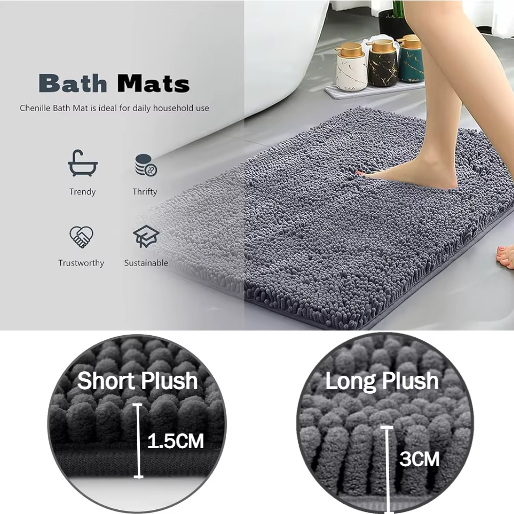 Ensemble de tapis de salle de bain absorbants