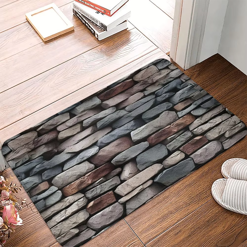 2D Plat - 1 pièce 1. Tapis de porte à motif pierre