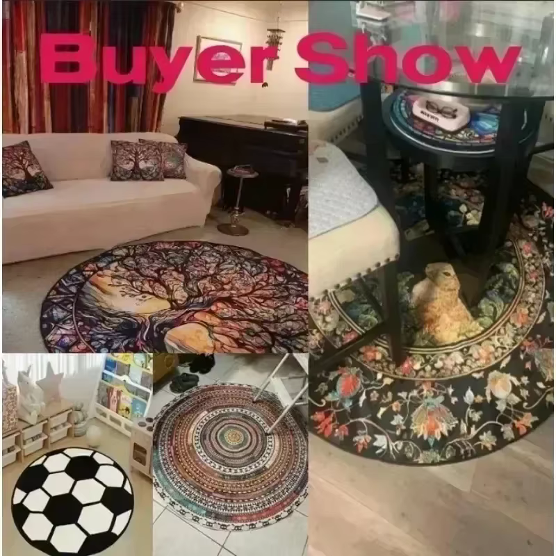 Tapis rond rouge de Style Vintage