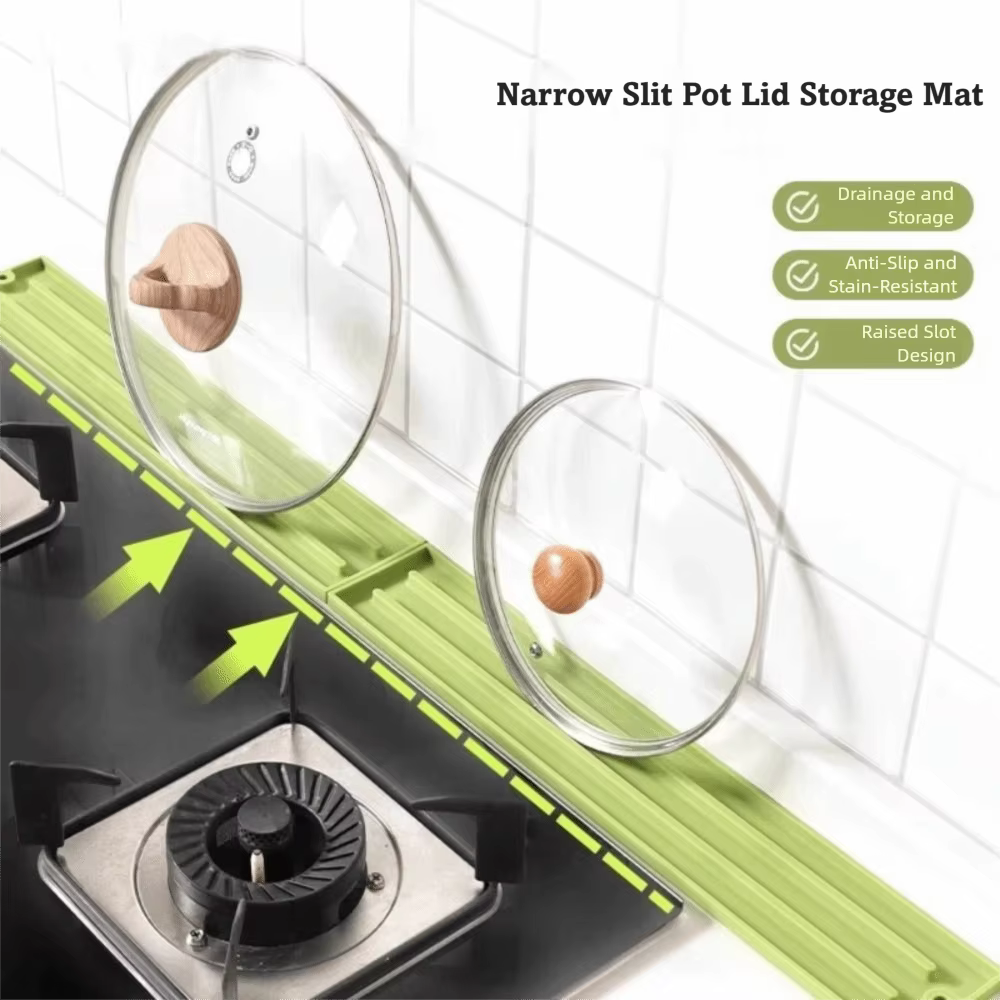 Tapis de protection multifonctionnel pour comptoir de cuisine, support pour couvercles de casseroles, tapis anti-éclaboussures, tapis de drainage antidérapant pour robinet d'évier