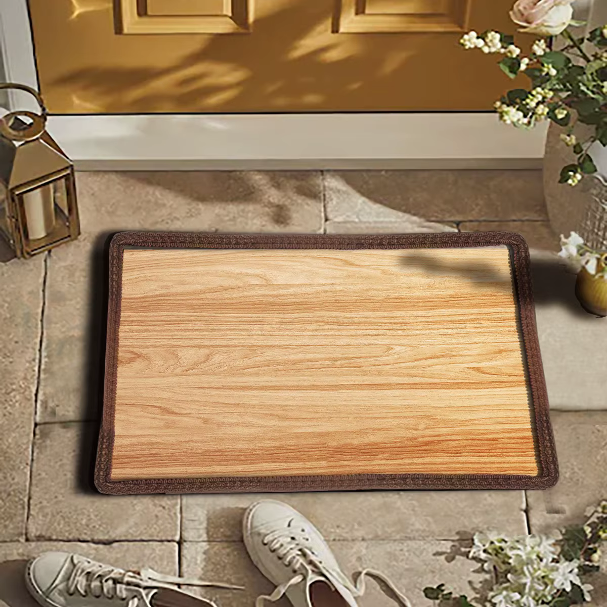 Tapis de porte en bois pour l'extérieur