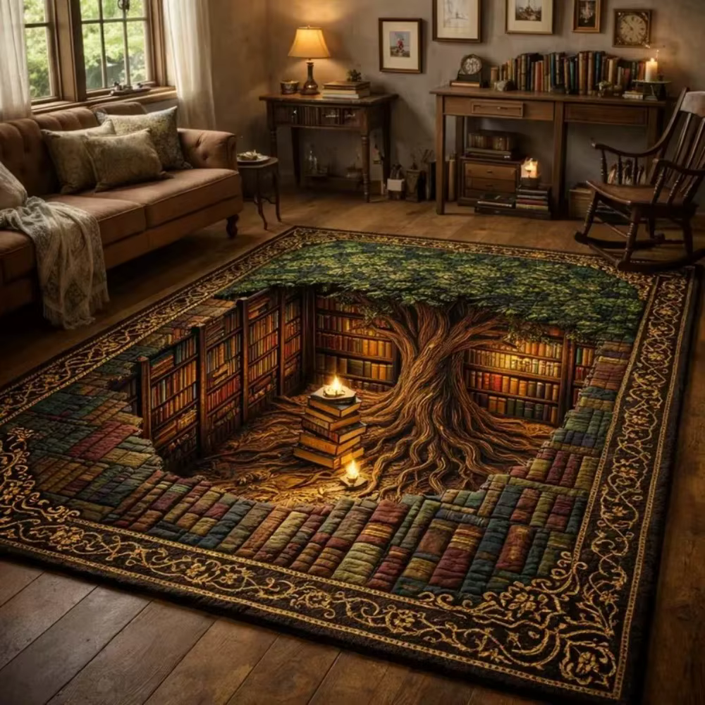Tapis de sol 2D Illusion Échelle de bibliothèque