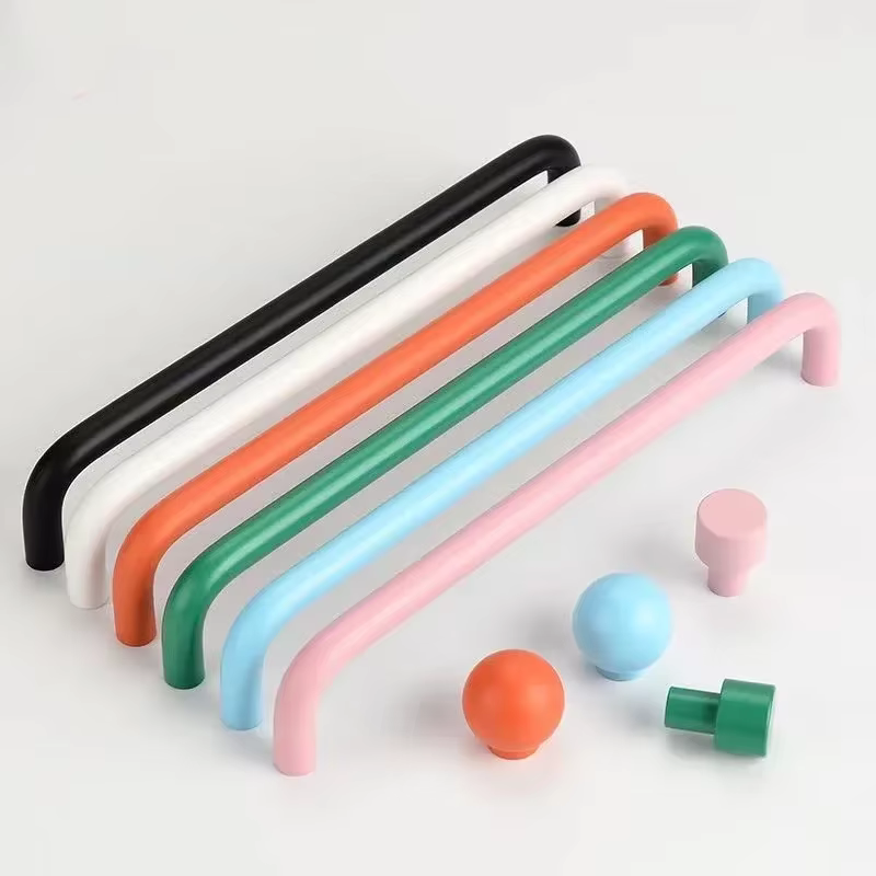 Poignées d'armoire de cuisine colorées, boutons et poignées de 128mm pour tiroir, placard de chambre d'enfant, poignée de meuble