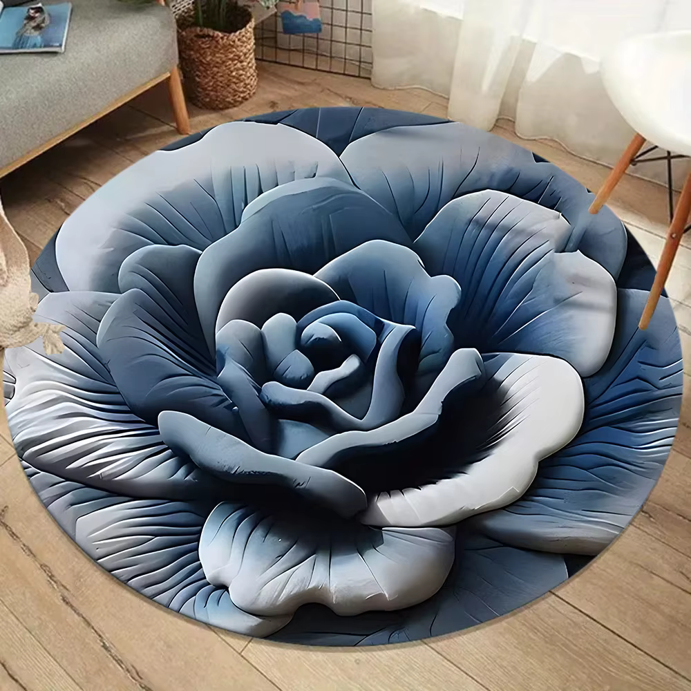 Tapis rond thème Floral réaliste 3D