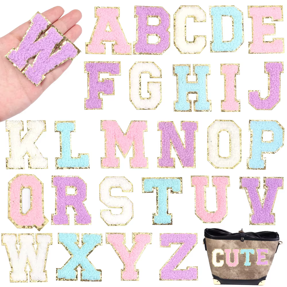 Patch auto-adhésif de Style 26 lettres anglaises, autocollant de broderie coloré A-Z, décoration pour bricolage, accessoires de sac pour vêtements, 8 pièces