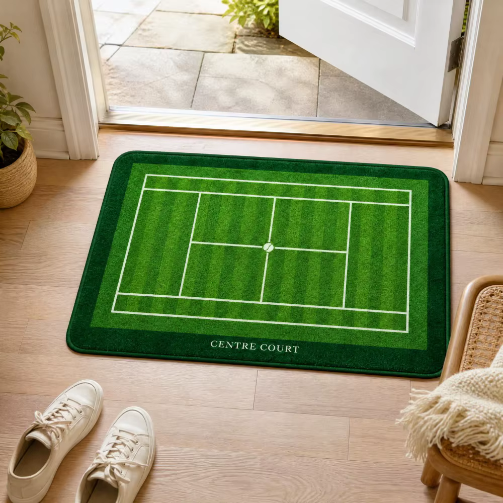 Tapis en velours cristal vert pour terrain de tennis