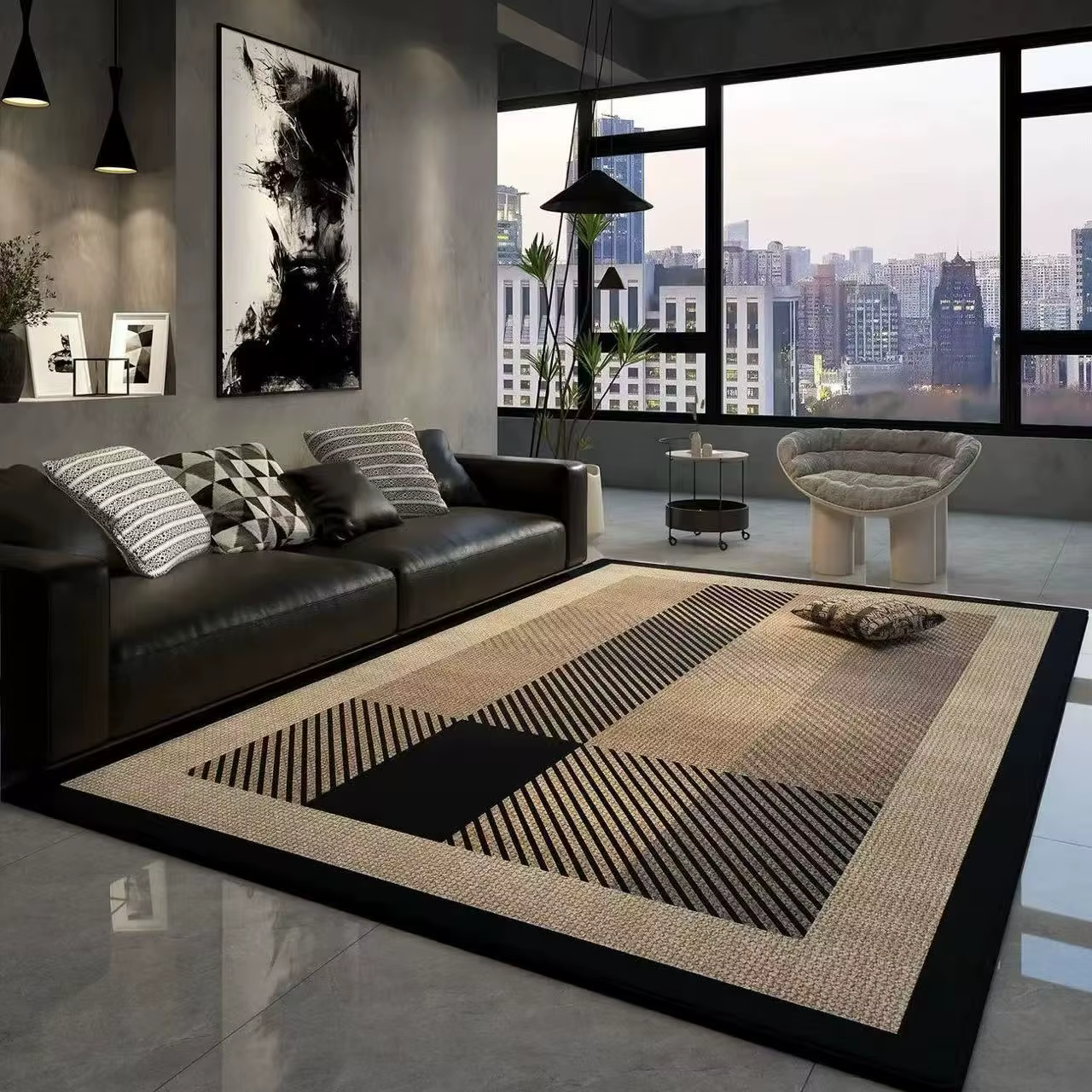 Grands tapis géométriques de luxe légers