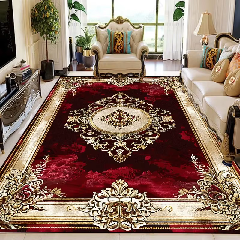 Grand tapis à fleurs rétro européen pour salon