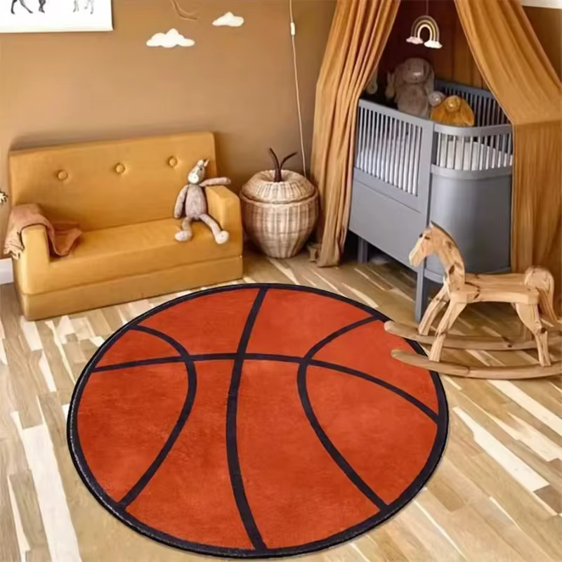 Tapis rond de basket-ball pour chambre à coucher