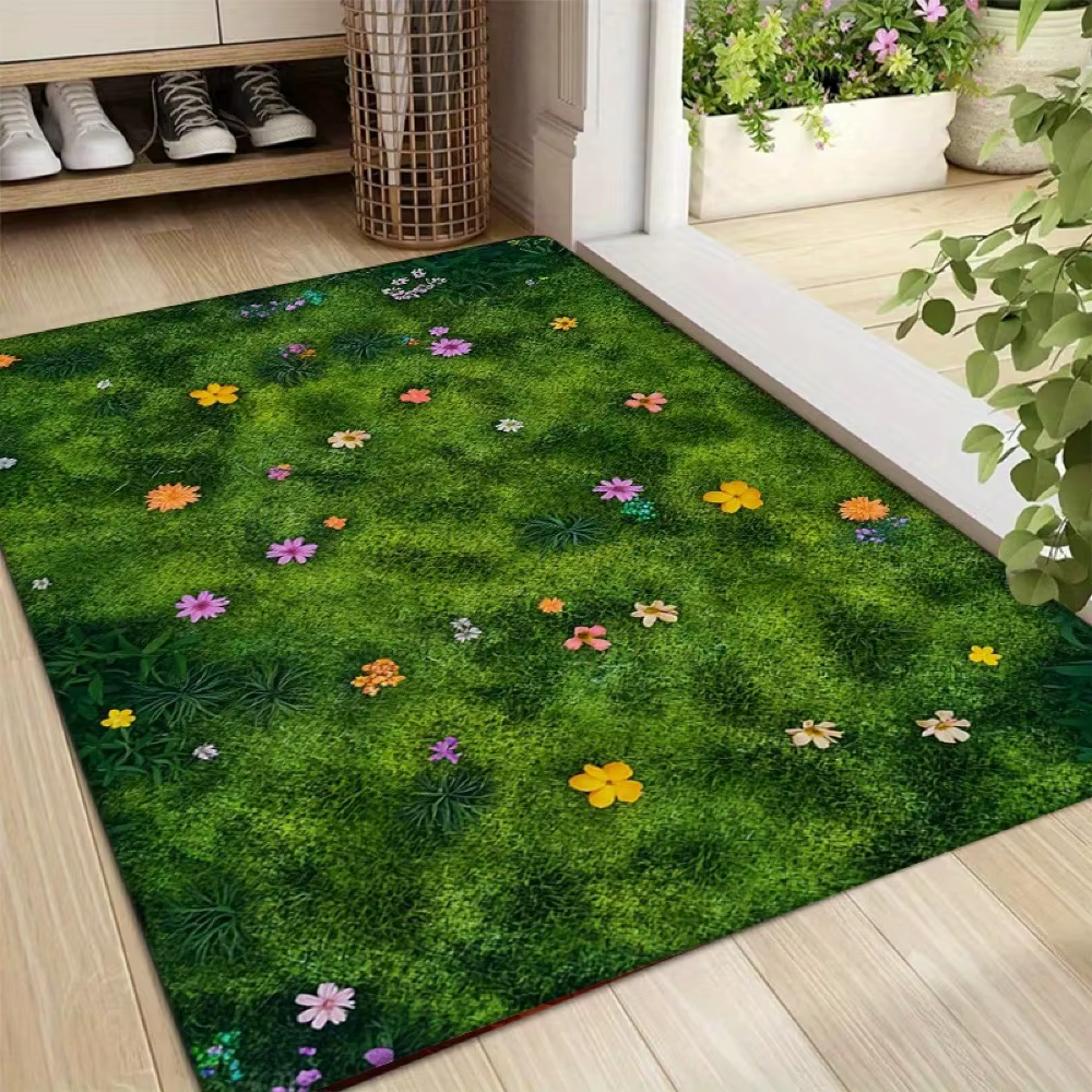 Tapis de printemps grand tapis de fond vert d'herbe fraîche