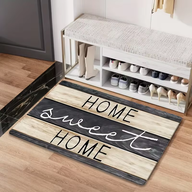 Tapis de porte extérieur durable avec motif bois rustique