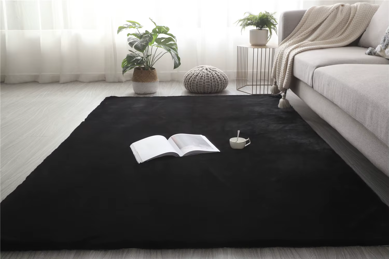Tapis en Fausse Fourrure de Lapin Super Doux