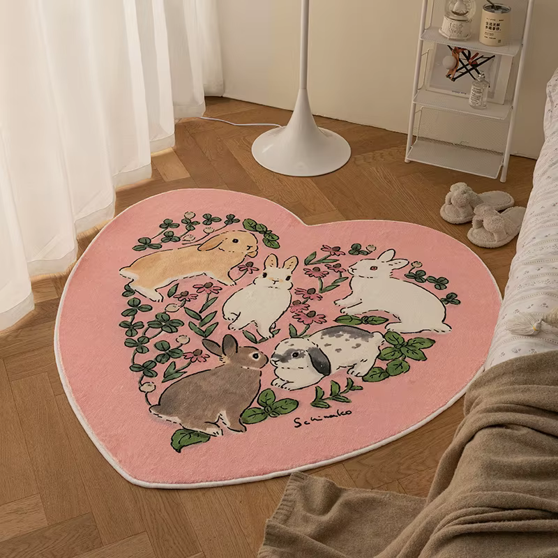 Tapis de salon imprimé lapins de dessin animé
