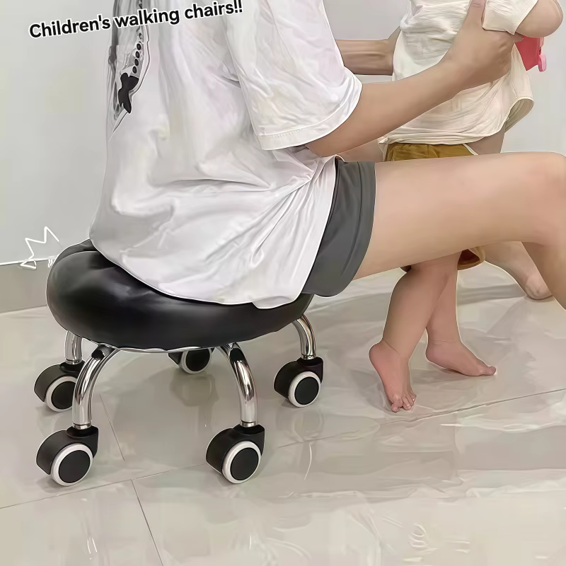 Tabouret polyvalent domestique avec roulettes, siège rotatif pour manucure et pédicure, couture et enfants, tabouret d'apprentissage pour la marche des bébés