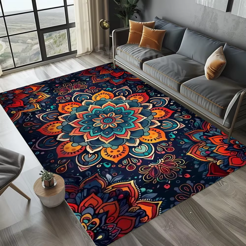 Tapis Mandala bohème coloré imprimé 3D