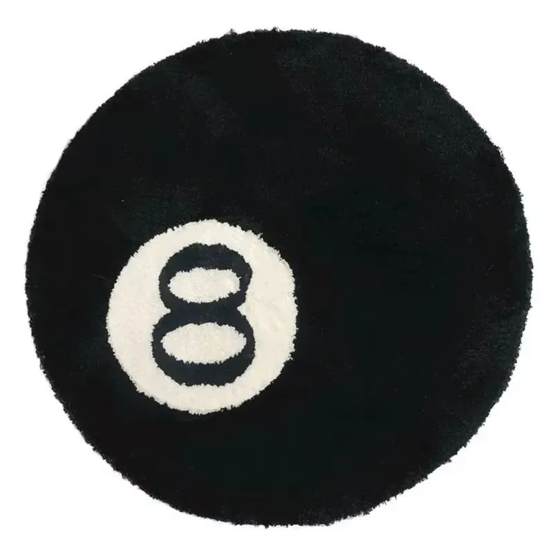 Tapis en peluche noir à 8 balles