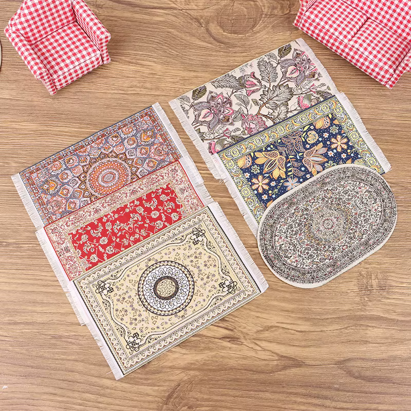 Tapis de couverture de sol de style turc, jouet de courses, maison l'inventaire, rond, carré, polymères de sol, modèle de bricolage, décor de chambre et de salon, 1PC