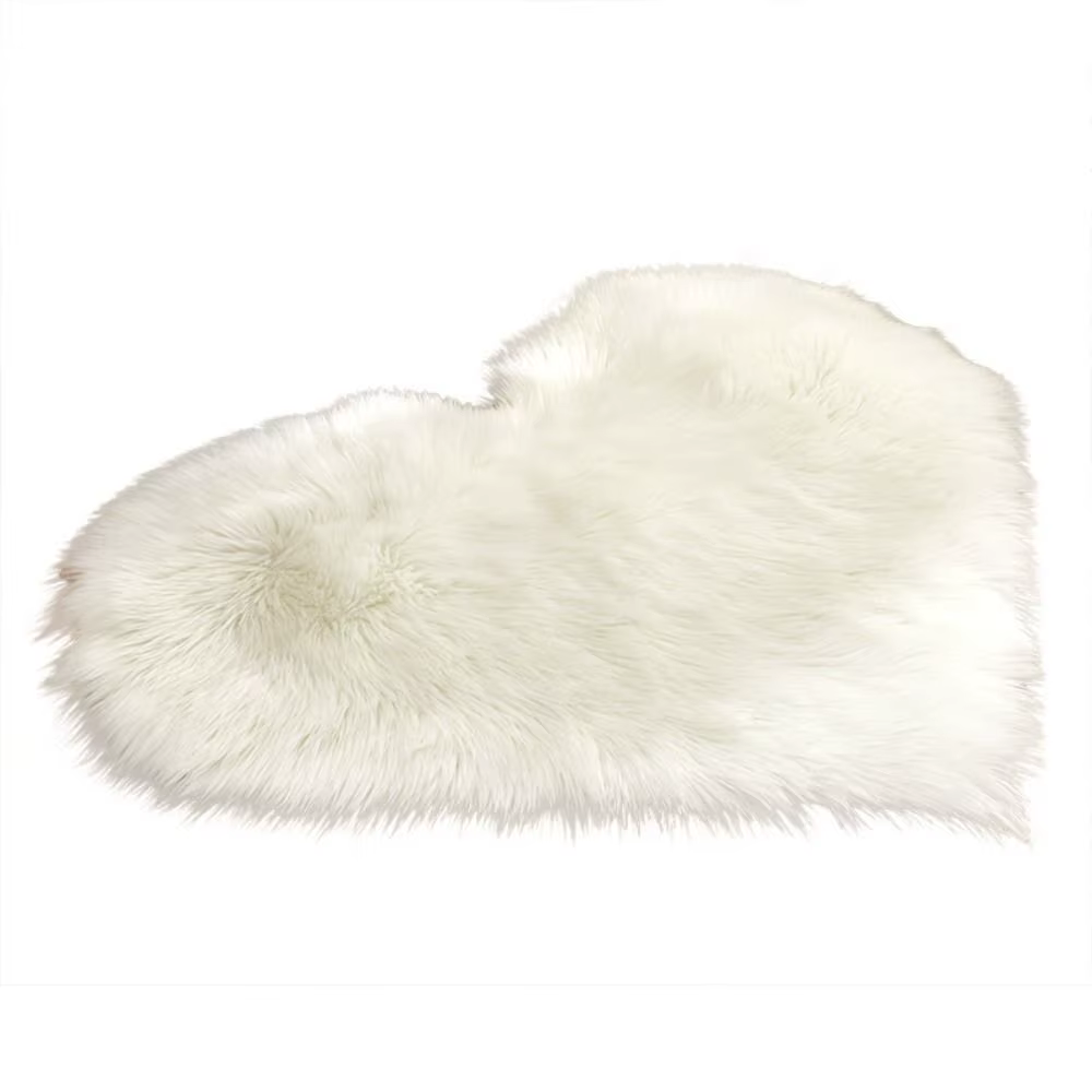 Tapis Shaggy en forme de cœur en fausse laine lavable
