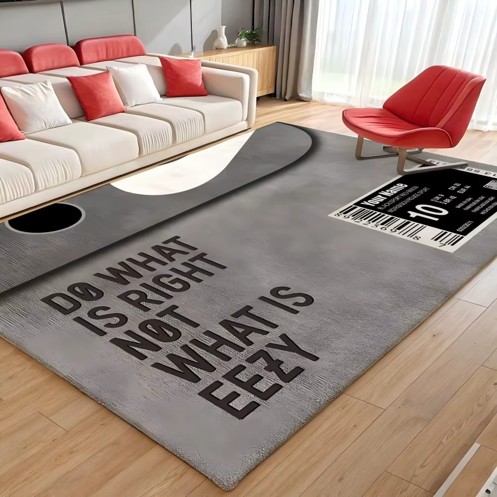 Tapis de Culture pour baskets, Streetwear urbain, typographie, décoration de la maison, ton noir et rouge, pour salon, chambre à coucher
