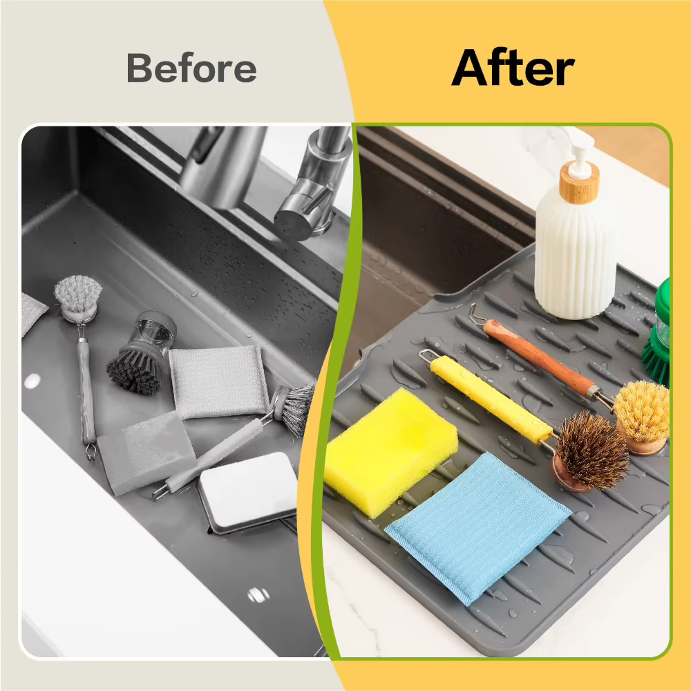 Tapis de drainage en silicone pour cuisine avec design
