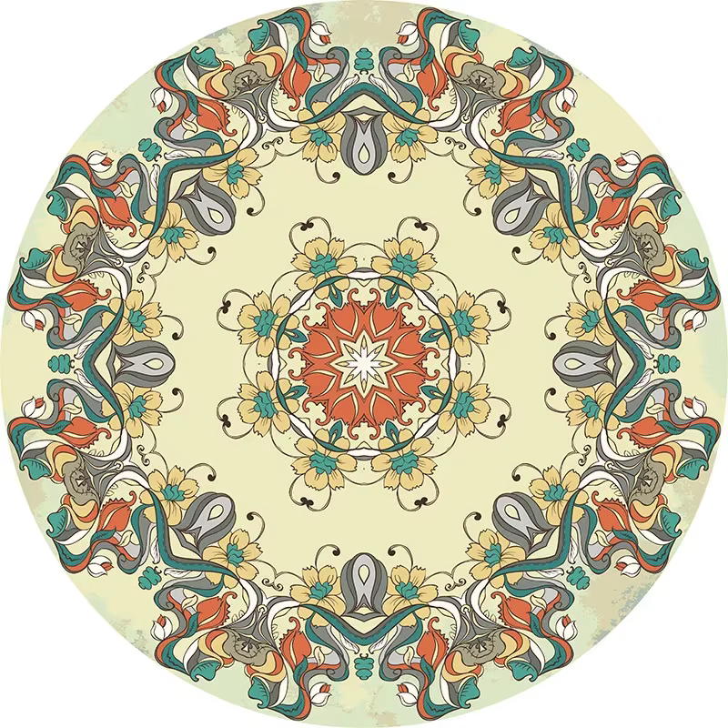 Polymères de sol Ethnic Persian Mandala Round Lea