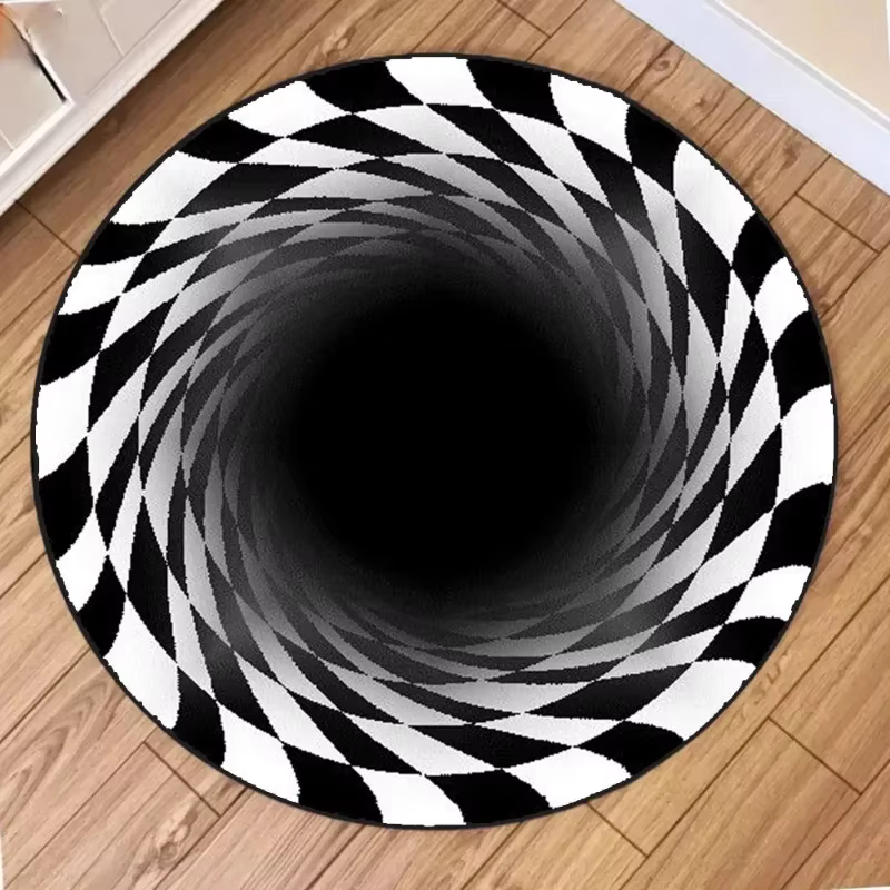 Tapis rond en spirale avec Illusion visuelle 3D