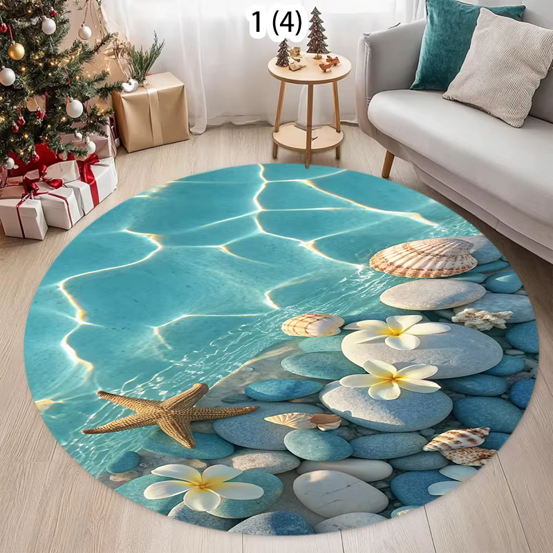 Tapis rond nordique style côtier