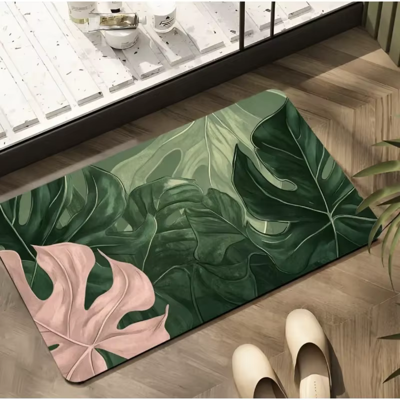 Tapis de sol visuel tridimensionnel plante verte