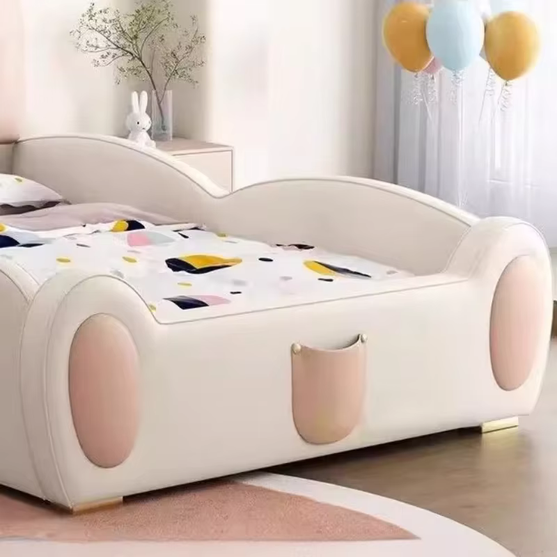 Lit simple pour enfants 120x200cm, avec toboggan de clôture, pour garçons et filles, tête de lit, dossier, princesse, cadres de lit Double, meubles de chambre à coucher