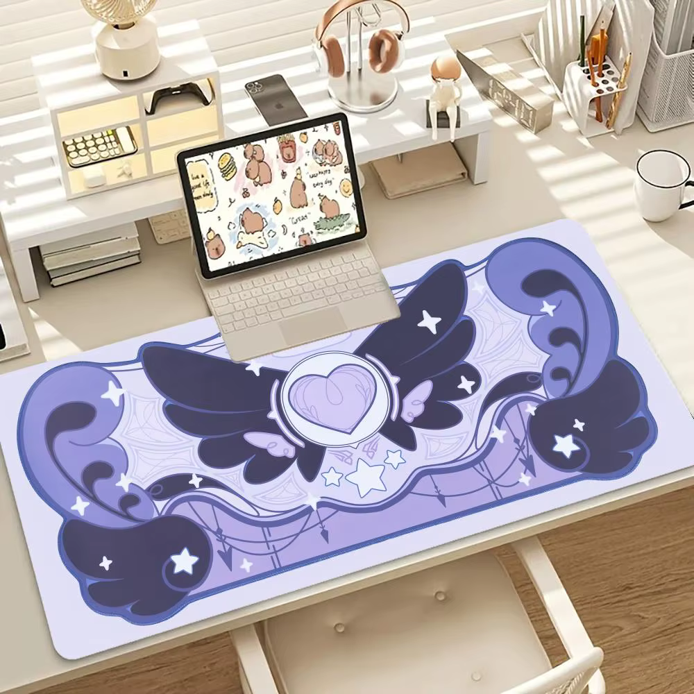 Tapis de souris rose Kawaii, Base en caoutchouc de grande taille, accessoires de bureau antidérapants, tapis de clavier pour bureau et Gamer, tapis de décoration