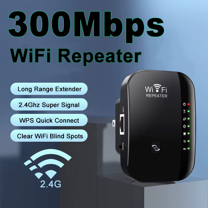 Répéteur WiFi sans fil 300Mbps 2.4Ghz répéteur extension réseau plage 802.11N/B/G répéteur WiFi sans fil Booster Point d'accès