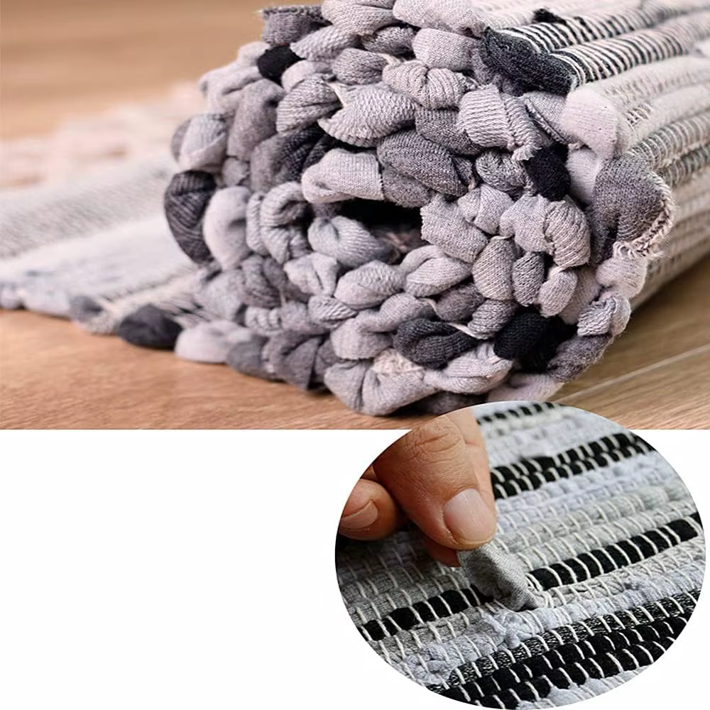Tapis et tapis à pampilles rétro en tissu de coton