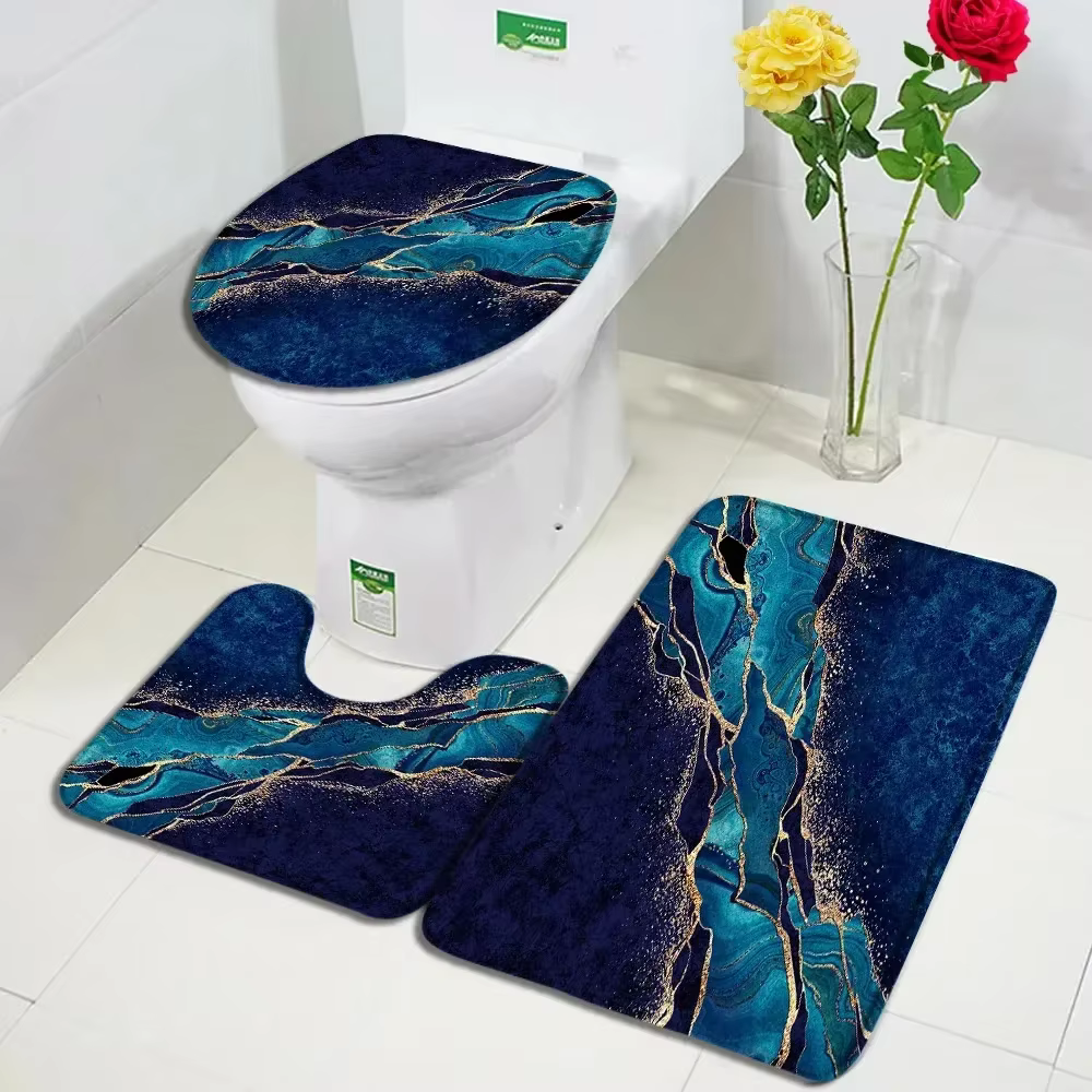 Ensembles de tapis de bain en marbre abstrait