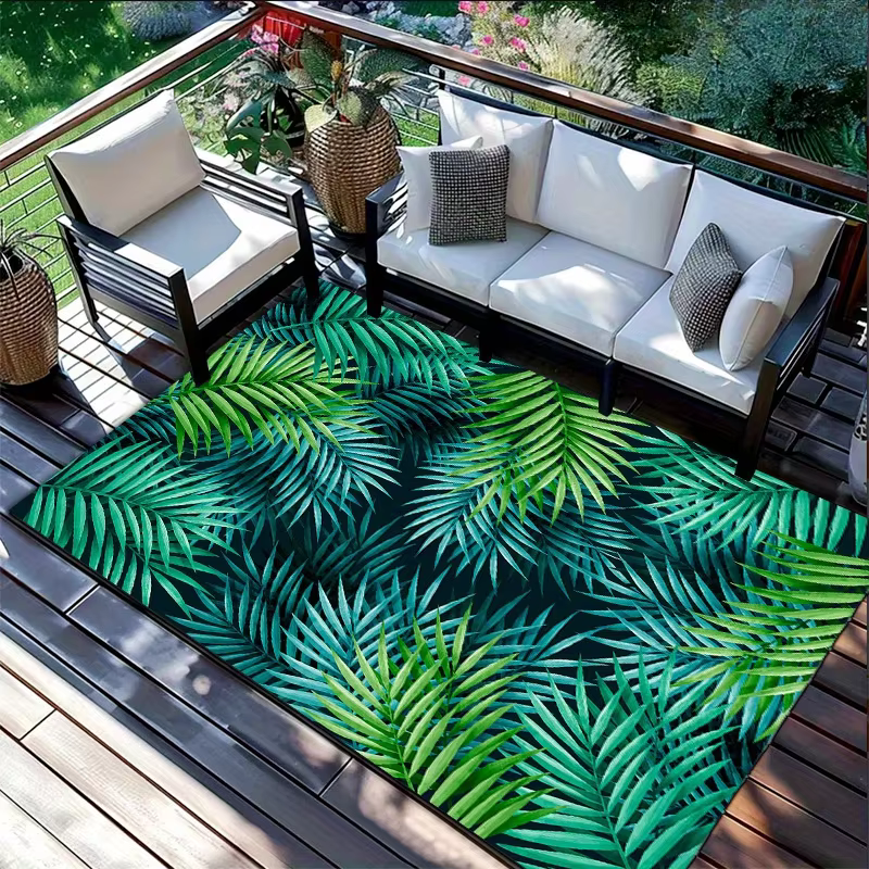 Tapis d'extérieur VIKAMA en feuilles de palmier tropicales