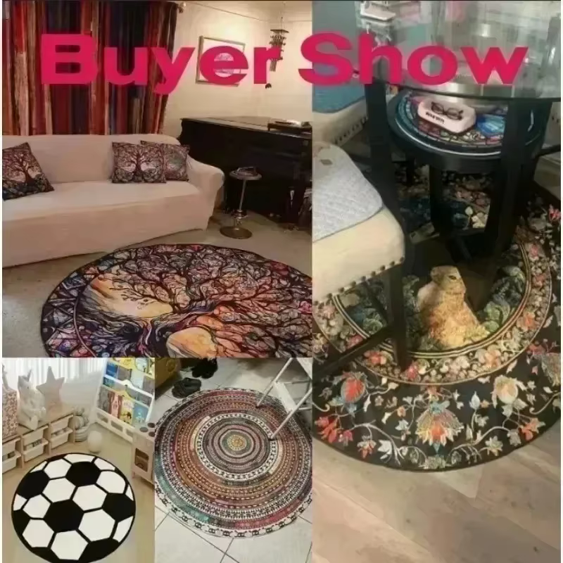 Tapis rond imprimé lune