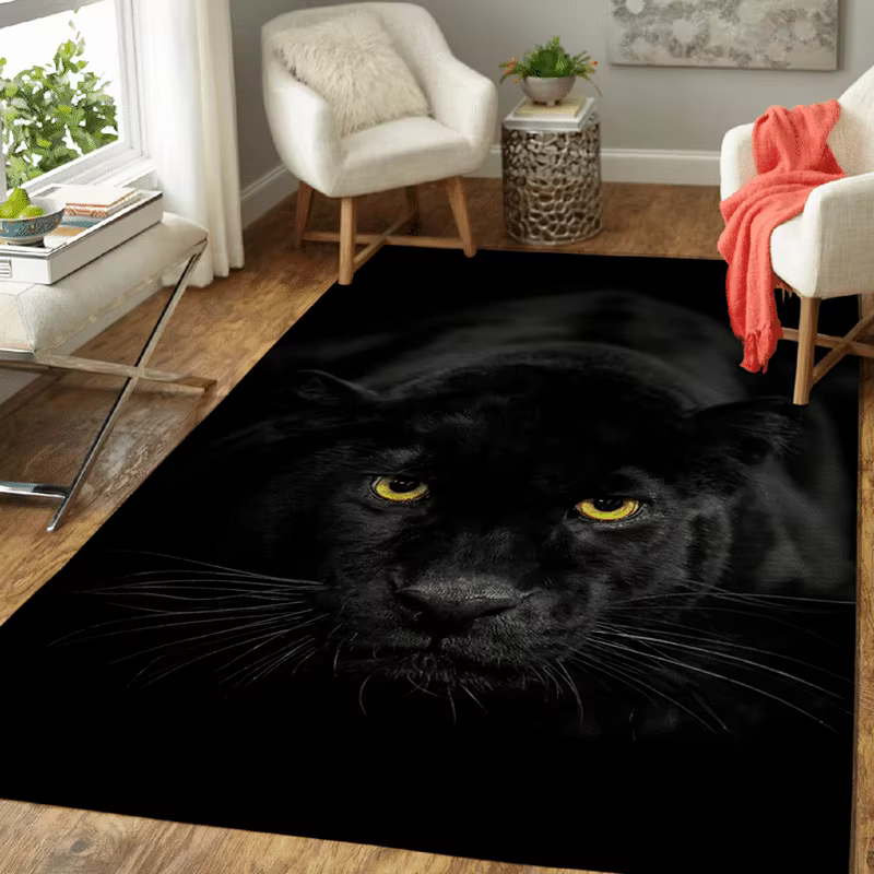Tapis panthère léopard noir pour salon, grande surface, Animal, Lion, tigre, paillasson pour chambre à coucher, décoration de la maison, Tribal