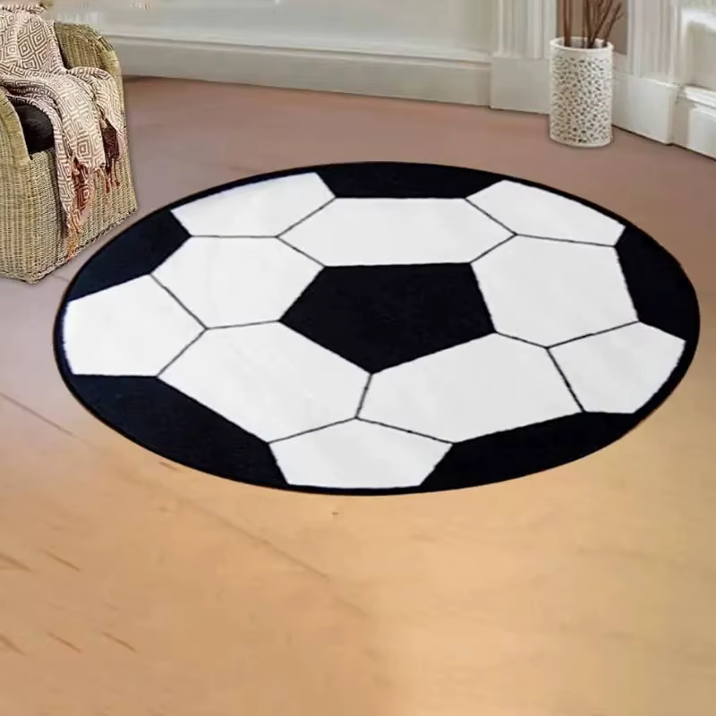 Tapis rond imprimé ballon de Football